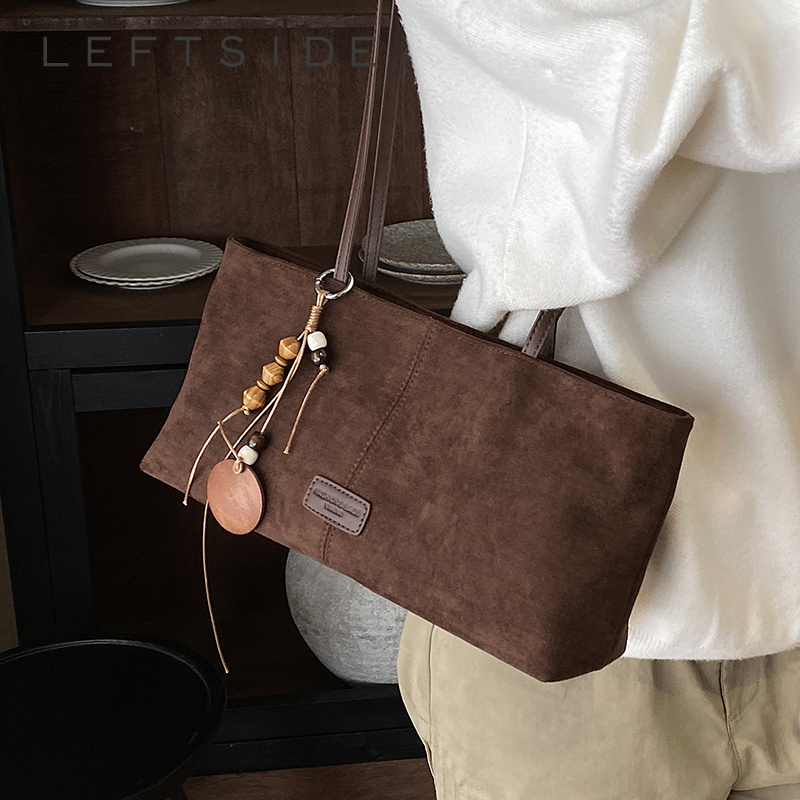 Women Bags 2026 Trends - LEFTSIDE Retro Suede Shoulder Tote Bag