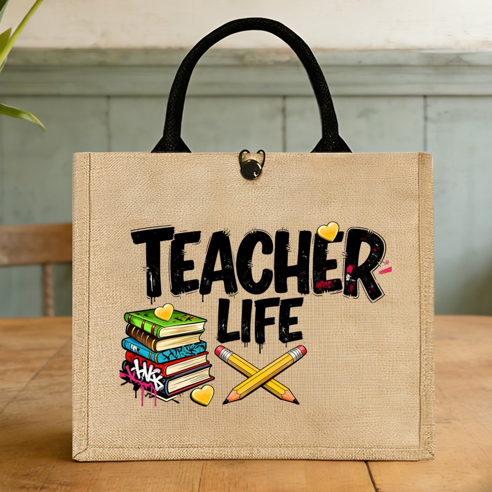 Teacher Life Books Pencils Hea - огляд і ціна Women Bags Jute
