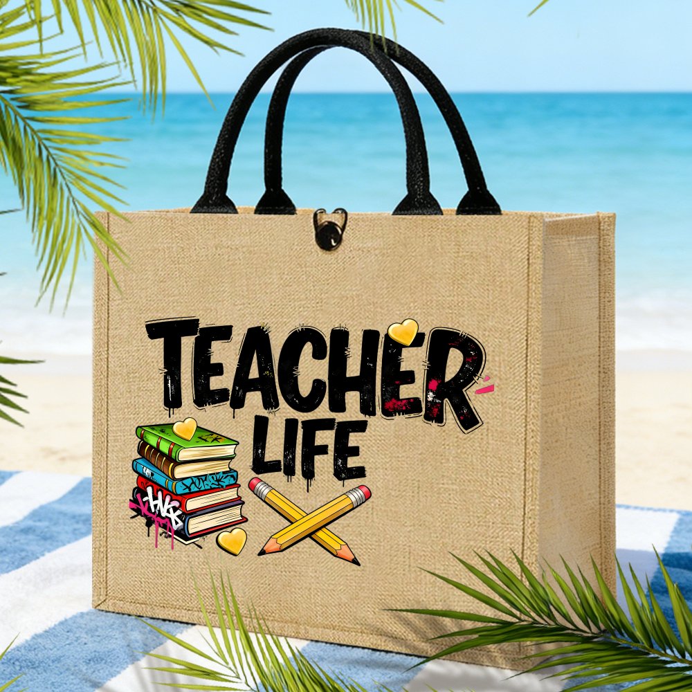 Teacher Life Books Pencils Hea - огляд і ціна Women Bags Jute