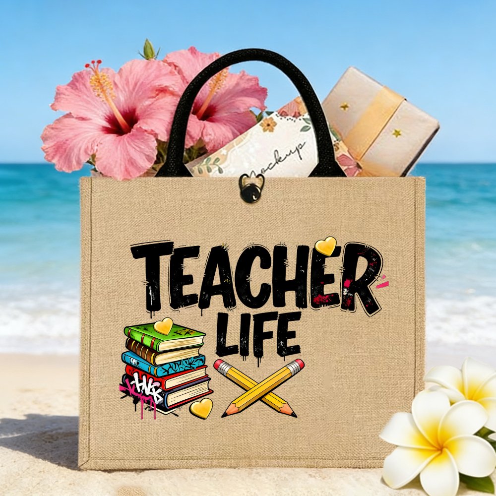 Teacher Life Books Pencils Hea - огляд і ціна Women Bags Jute