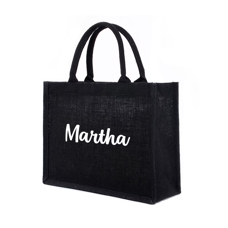 Personalized Black Burlap Tote - огляд і ціна Women Bags Jute